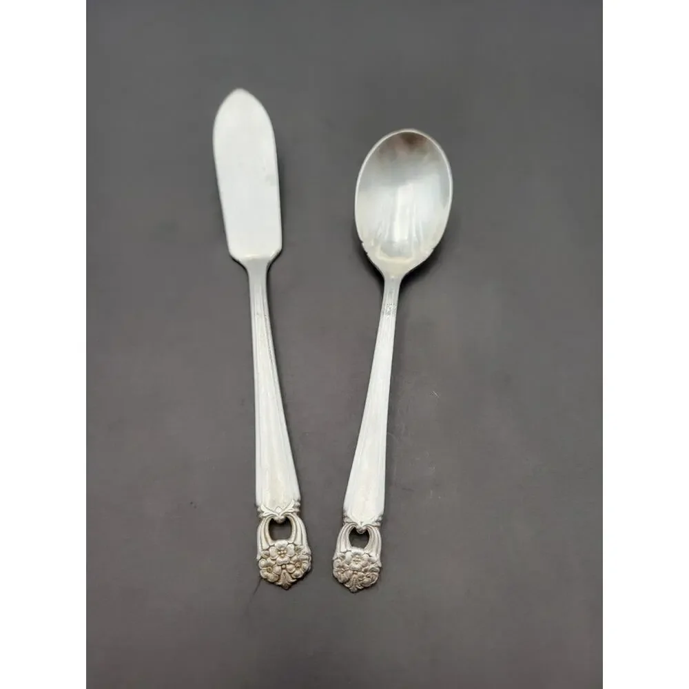 1847 Rogers Bros ETERNALLY YOURS Butter Knife & Sugar Spoon Silverplate Vtg